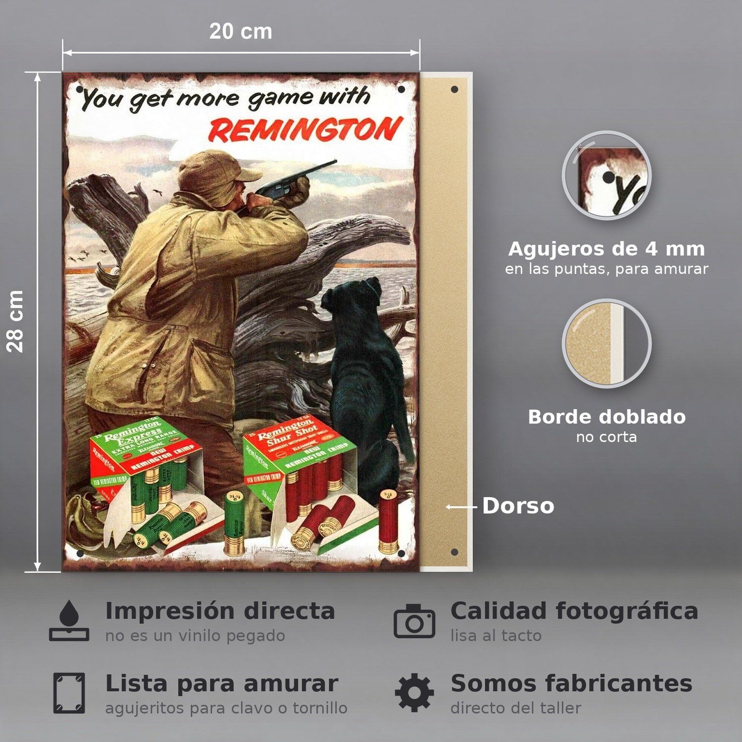 Remington You Get More Game With Remington - Chapa Vintage - ARM021 - Imagen 2