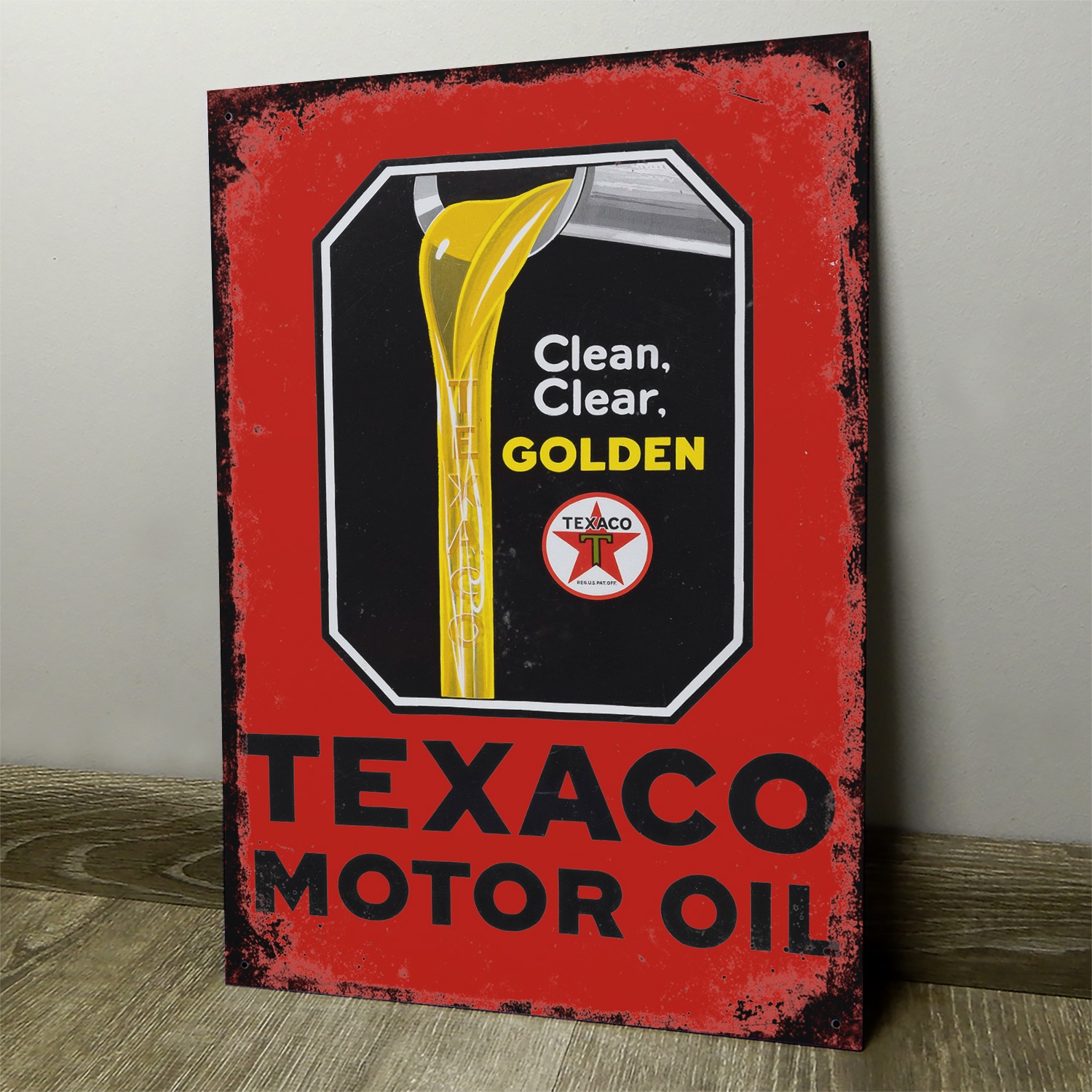 Texaco Golden Motor Oil - Chapa Vintage - AUT066