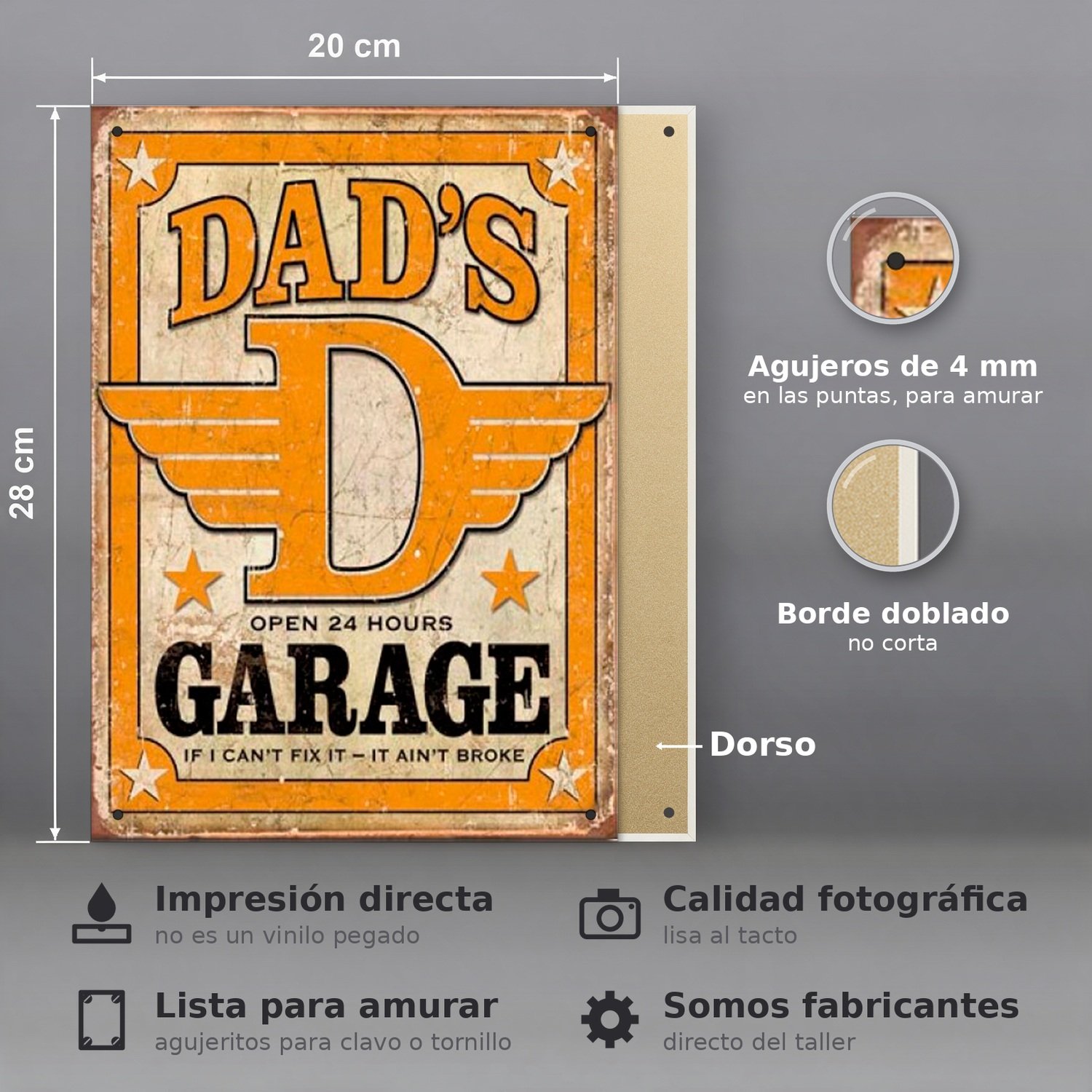 Dads Garage, If I Cant Fix It, It Aint Broke - Chapa Vintage - GAR002 - Imagen 2