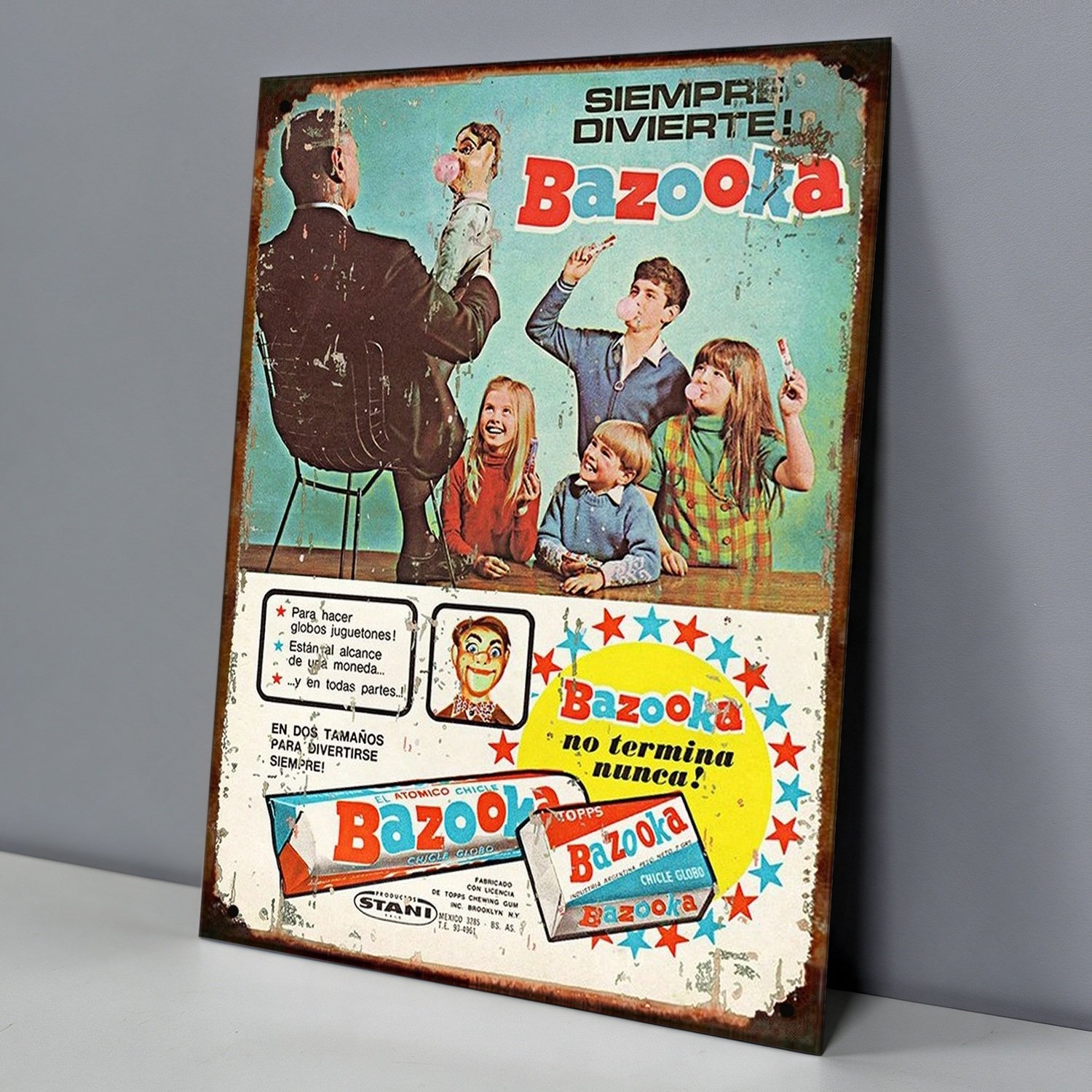 Bazooka Globos De Chicle, Ventrílocuo - Chapa Vintage - CHI003