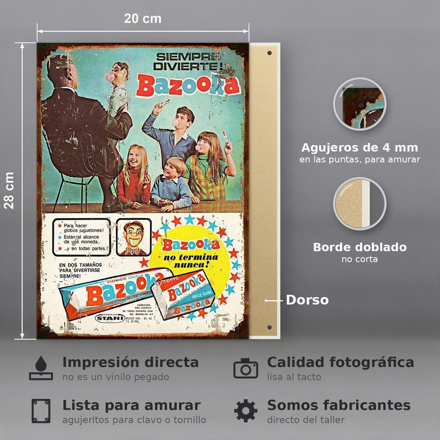 Bazooka Globos De Chicle, Ventrílocuo - Chapa Vintage - CHI003 - Imagen 2