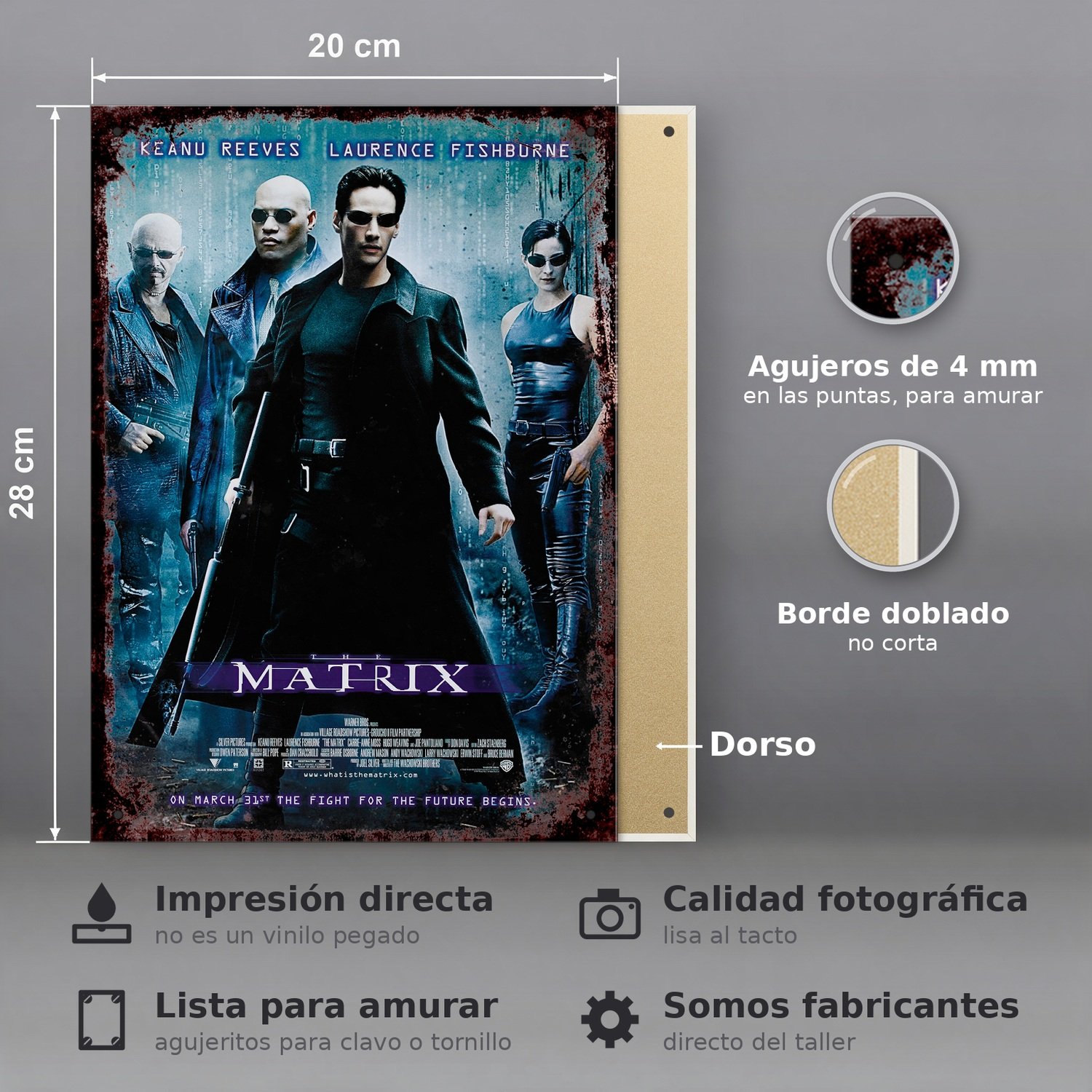 The Matrix, Keanu Reeves - Chapa Vintage - CIN035 - Imagen 2