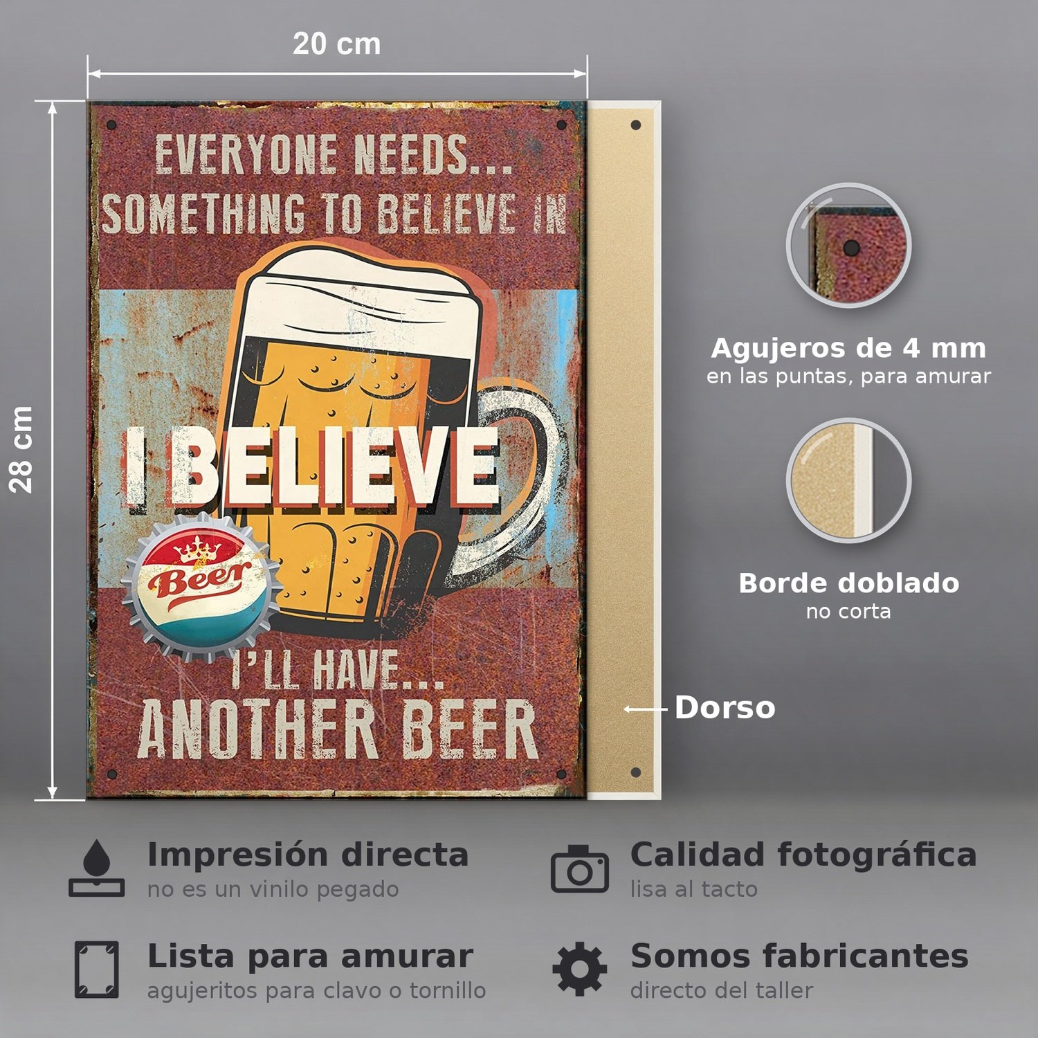 I Believe Ill Have... Another Beer - Chapa Vintage - BEE024 - Imagen 2