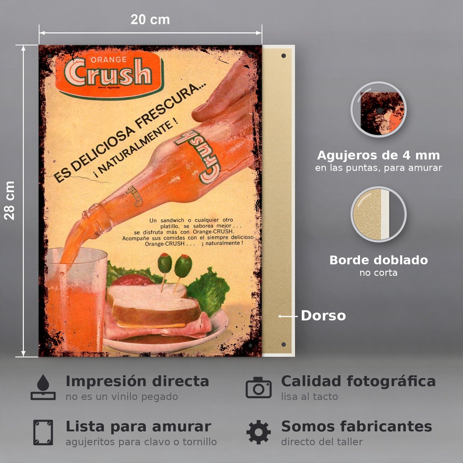Orange Crush, Publicidad Sandwich - Chapa Vintage - CRU002 - Imagen 2