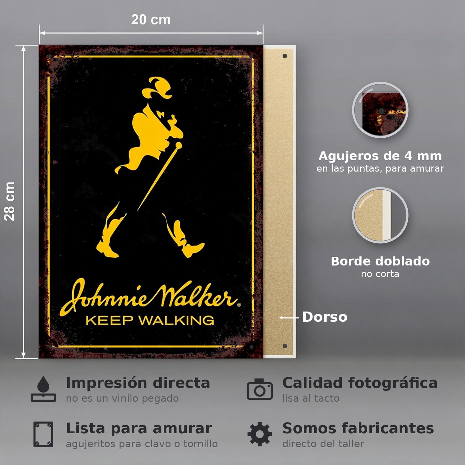 Johnnie Walker Keep Walking - Chapa Vintage - JOH004 - Imagen 2