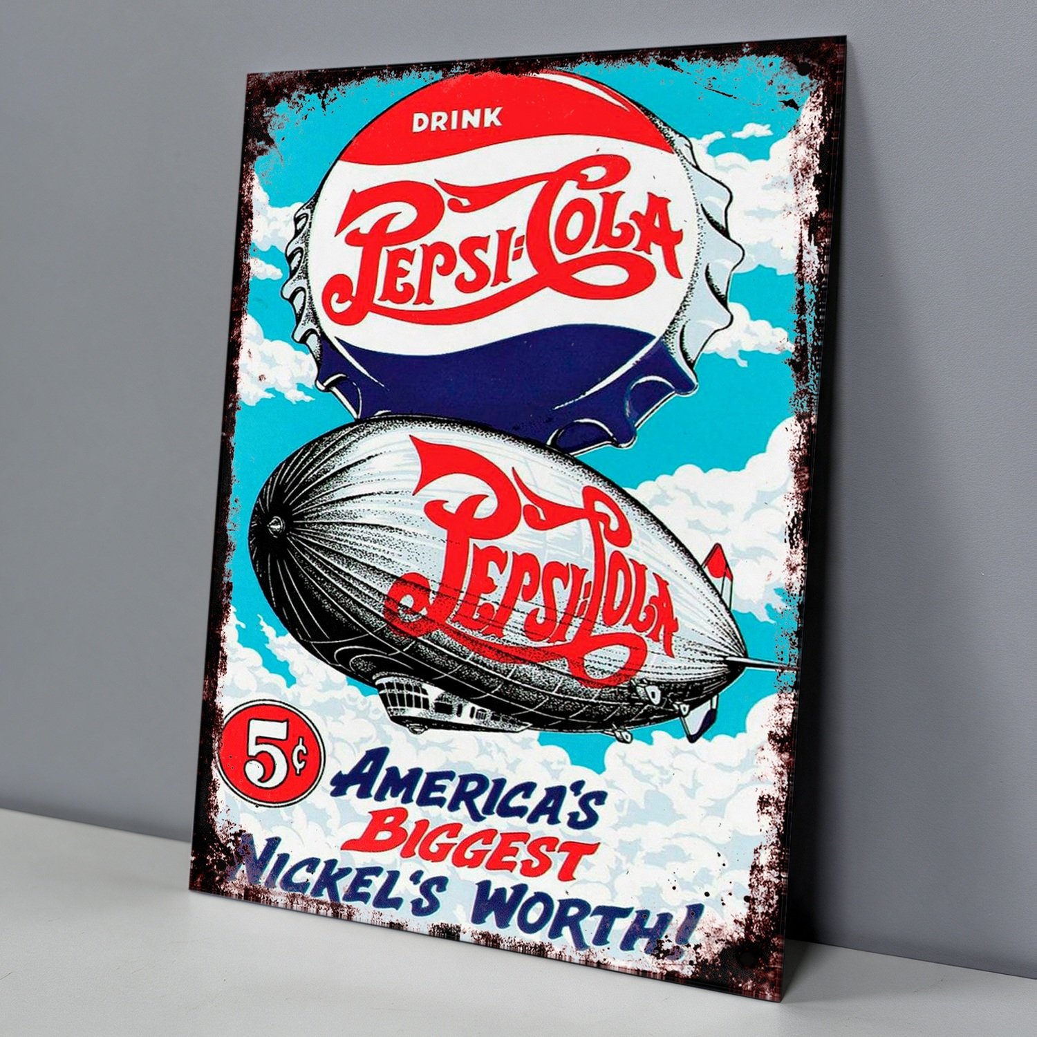 Pepsi-Cola Zeppelin 5 Centavos - Chapa Vintage - PEP004
