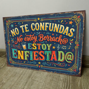 No Estoy Borrach@, Estoy Enfiestad@ - Chapa Vintage - ACB017