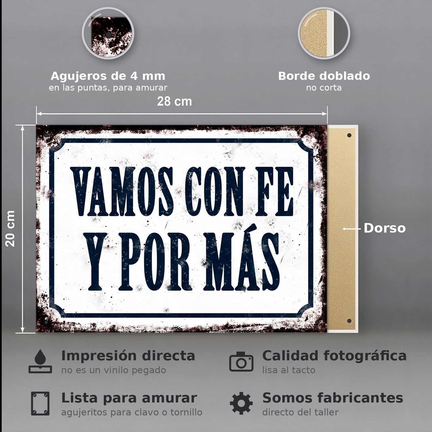 Vamos Con Fe Y Por Más - Chapa Vintage - CFB331 - Imagen 2