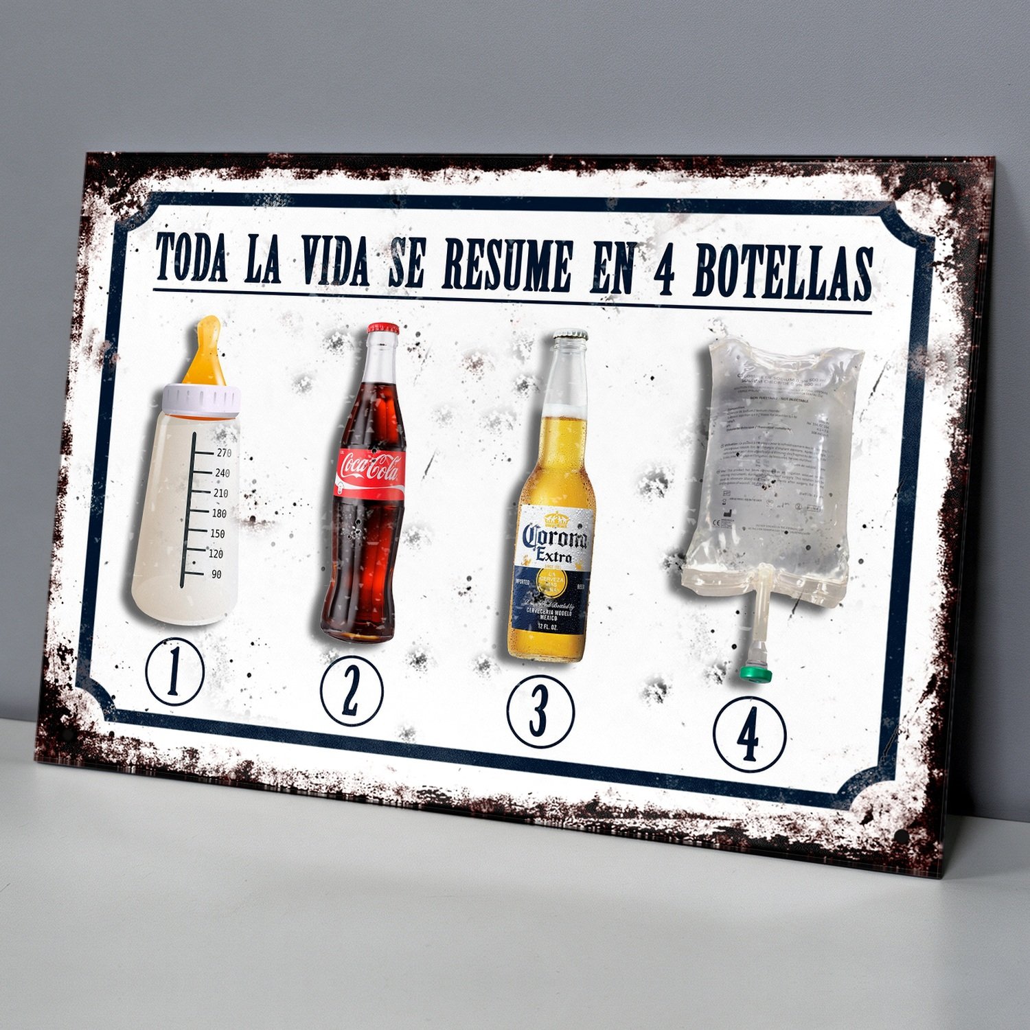 Toda La Vida Se Resume En 4 Botellas - Chapa Vintage - CFC004