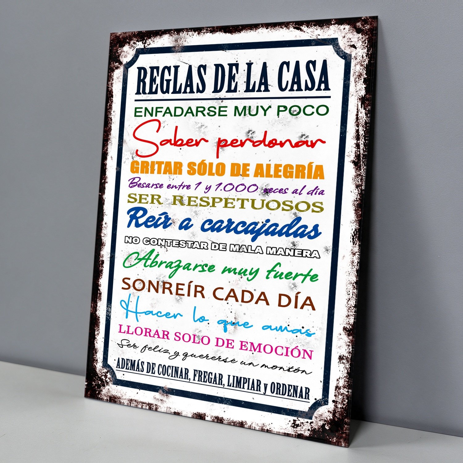 Reglas De La Casa: Enfadarse Poco, Reír A Carcajadas - Chapa Vintage - CFE102