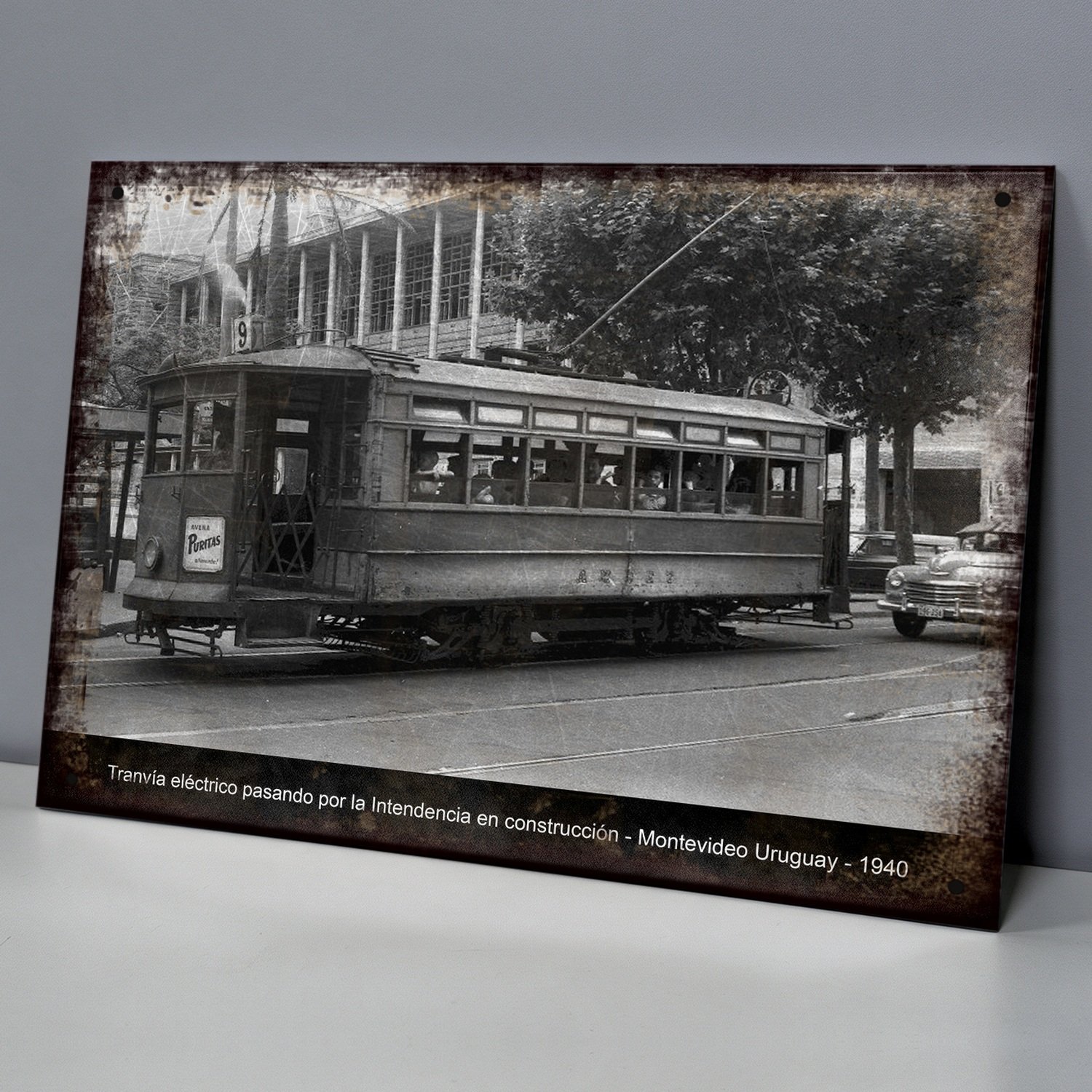 Tranvía Eléctrico e Intendencia, 1940 - Chapa Vintage - MON016
